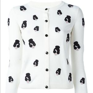 ALICE + OLIVIA STACEY EMOJI EMBROIDERED CARDIGAN